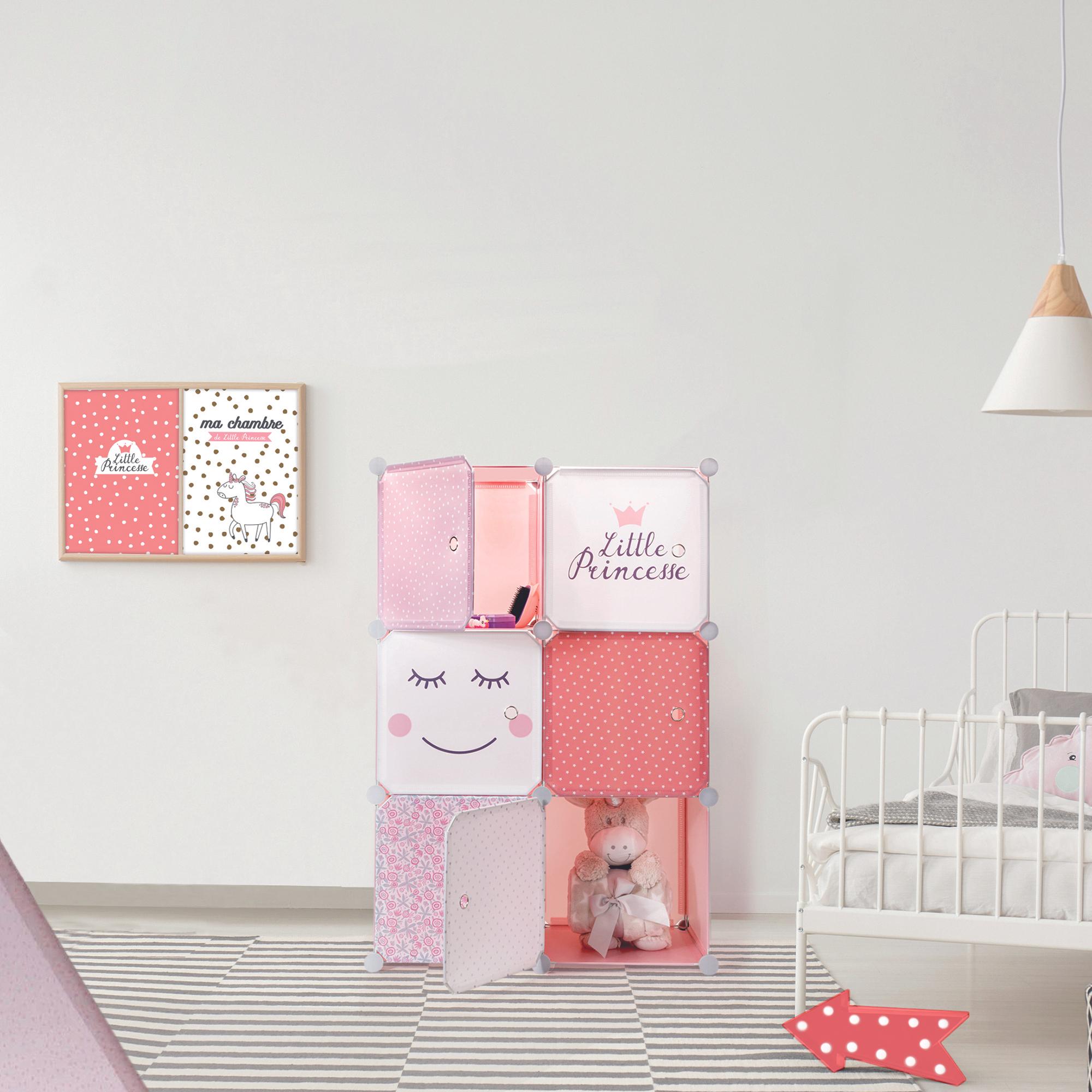 HOME DECO KIDS RANGEMENT ARMOIRE MODULABLE 6 CUBES FILLE Veepee
