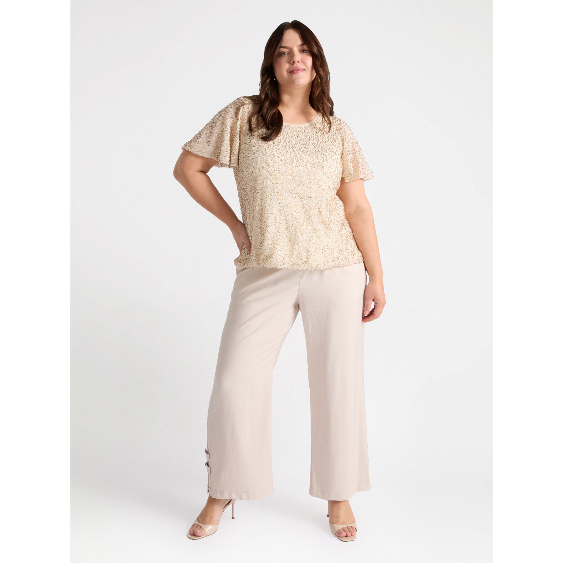 Fiorella Rubino - T-shirt in jersey ricamato - Oro