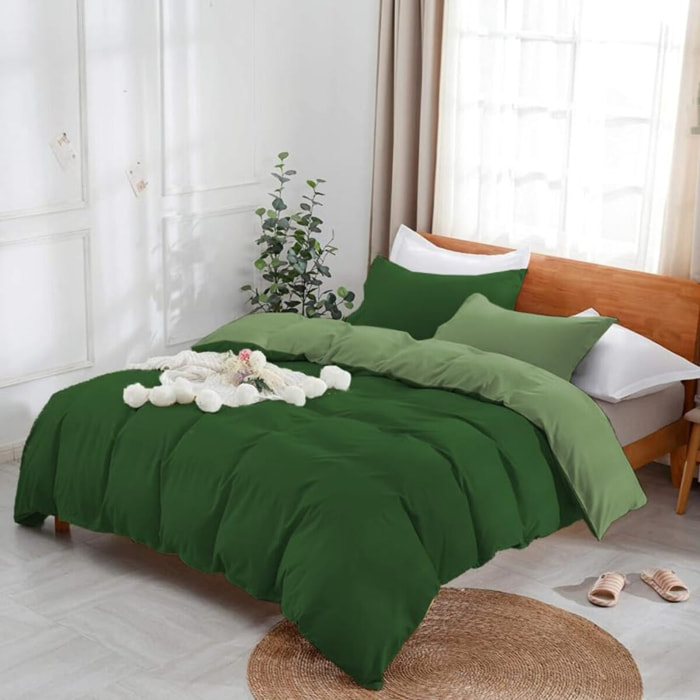 Parure Copripiumino Bicolore Singolo, Set Sacco Copripiumino in Cotone con Federe