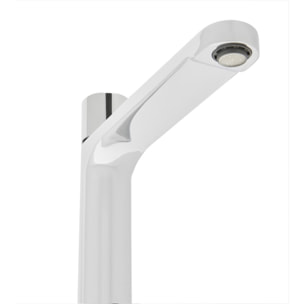 Mitigeur de lavabo XL Fusion avec levier de vidange en verre blanc (SATBSFU285BS)