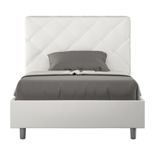 Cama sin somier acolchada 120x190 cuero sintético blanco Priya