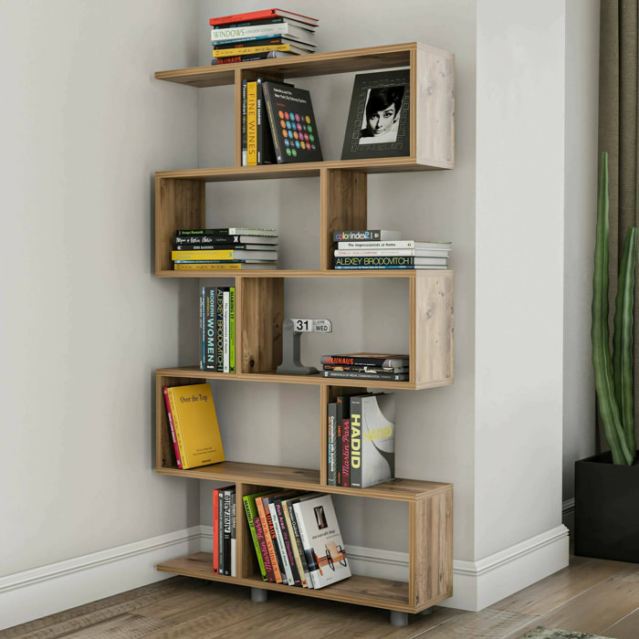 Libreria Severa, Scaffale da ufficio, Mobile portalibri, Biblioteca, 90x20h156 cm, Quercia