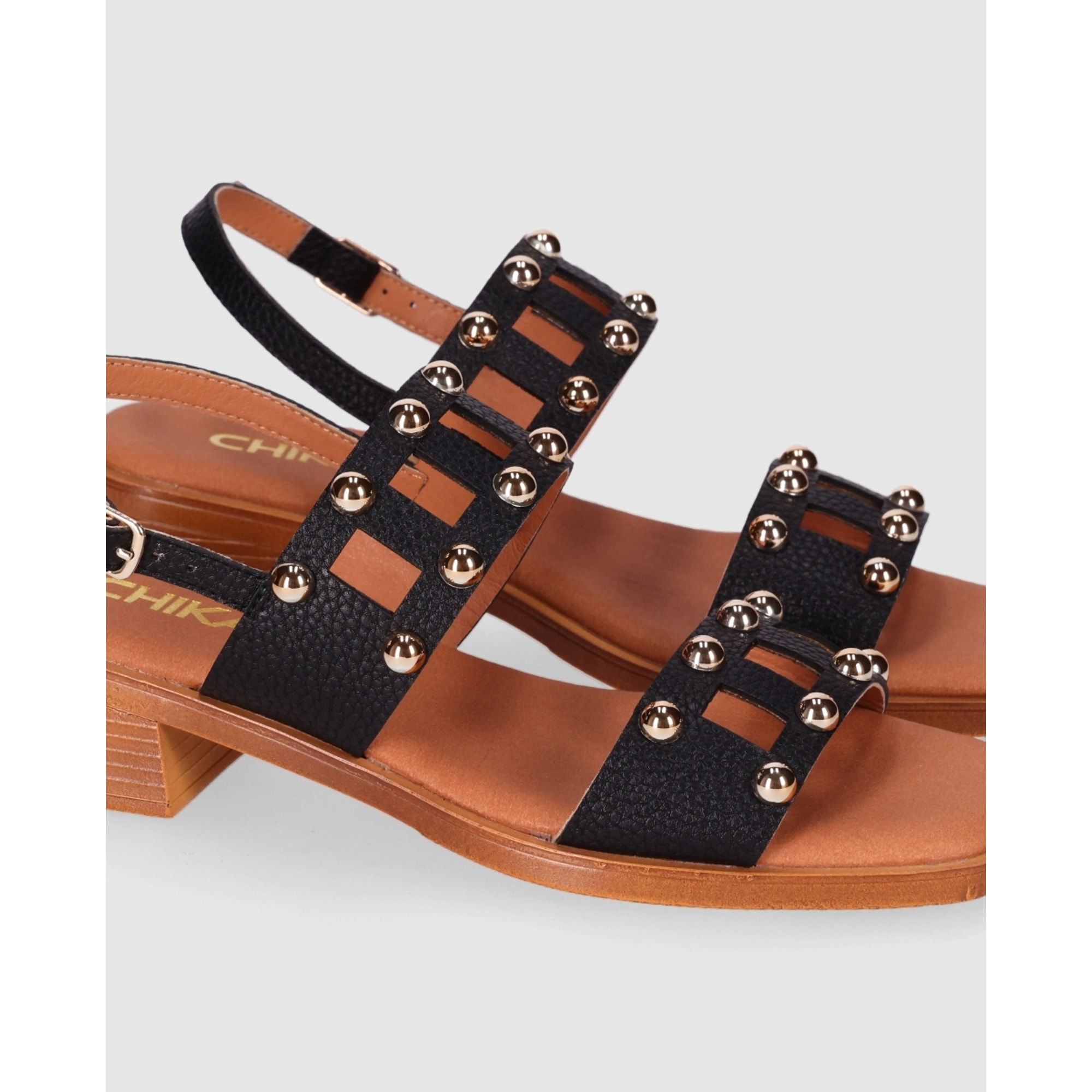 Sandalias de Piel - Negro - Tacón: 4 cm
