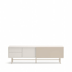 Mueble de televisión Nube 2 cajones, 1 puerta y 1 puerta corredera crema y arena