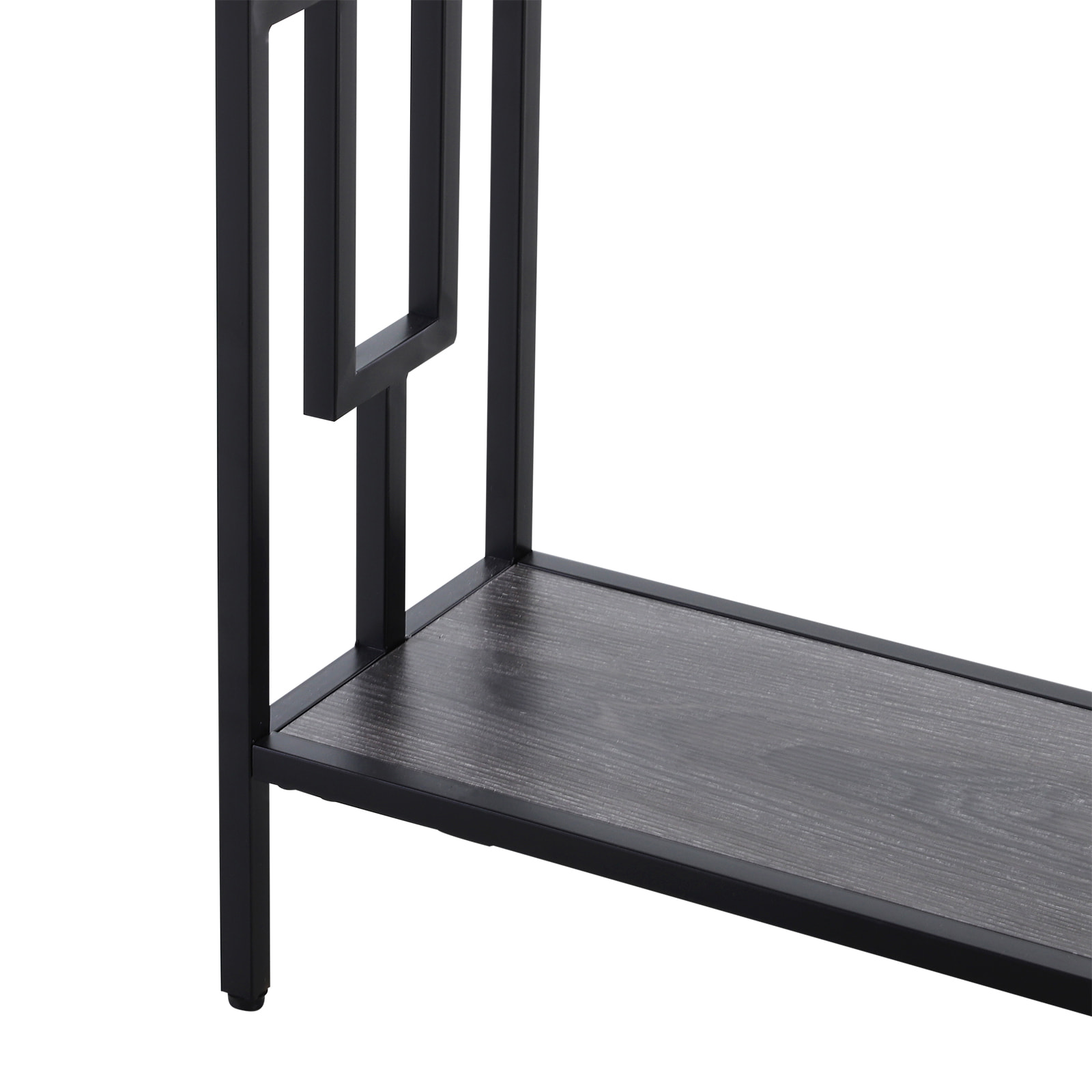 Console table d'appoint design industriel dim. 106L x 23l x 76H cm étagère acier noir panneaux particules bois gris