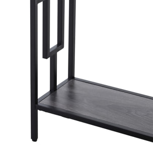 Console table d'appoint design industriel dim. 106L x 23l x 76H cm étagère acier noir panneaux particules bois gris