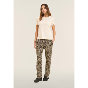 T-shirt con inserto crinkle sul retro e dettagli animalier