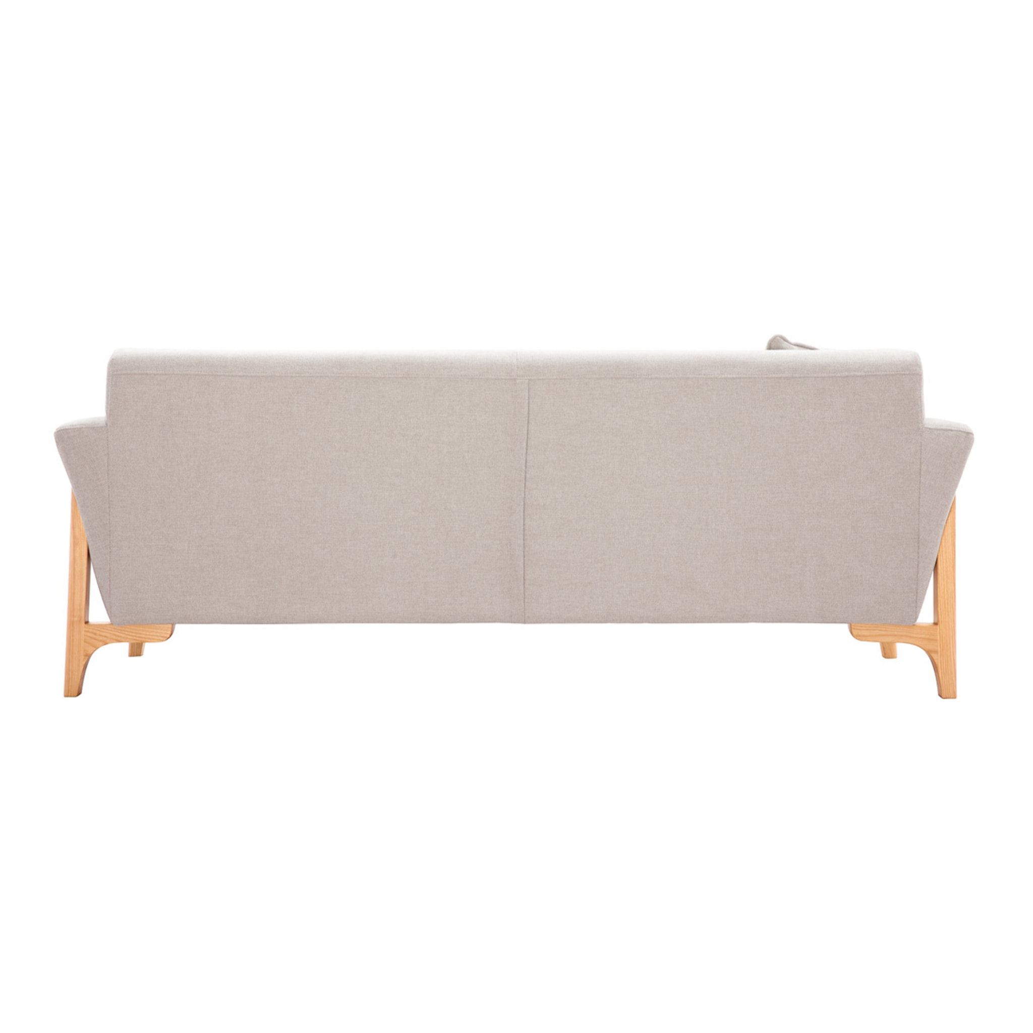 Canapé scandinave 3 places en tissu effet velours texturé beige et bois clair ASAKO