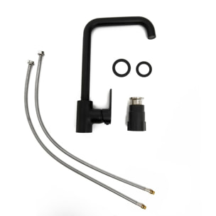 Mélangeur évier Swiss Aqua Technologies Mood avec bras pivotant noir mat SATBSMOOD280LC