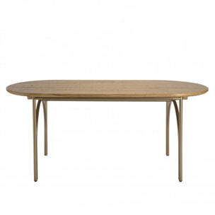 YSEULT - Table à manger ovale 6 personnes 180x90cm bois peuplier couleur naturelle