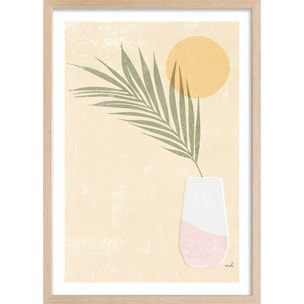 Affiche fleurs Un été jaune citron Affiche + cadre en bois - Chêne