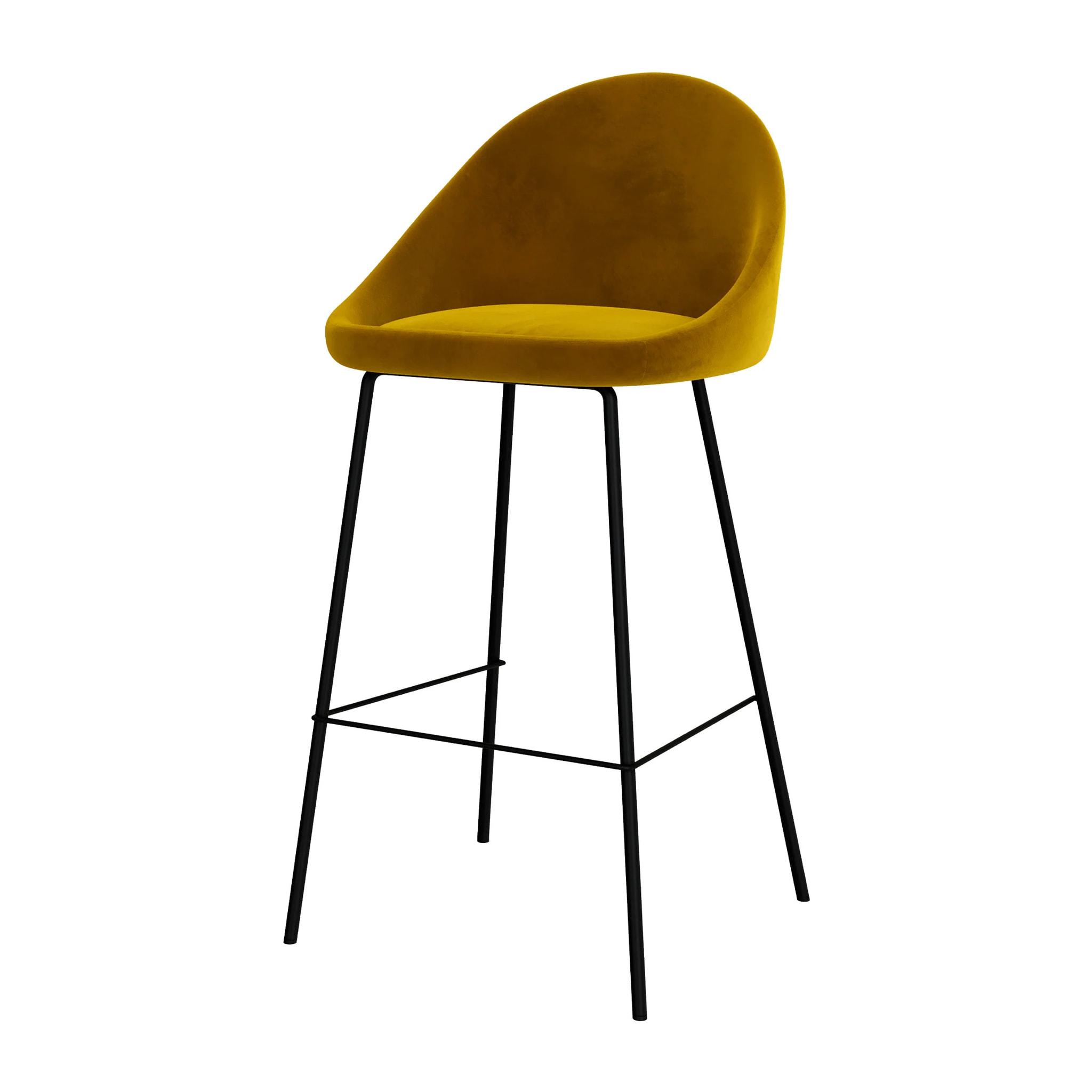 Lot de 2 chaises de bar en velours jaune 75 cm - Misty
