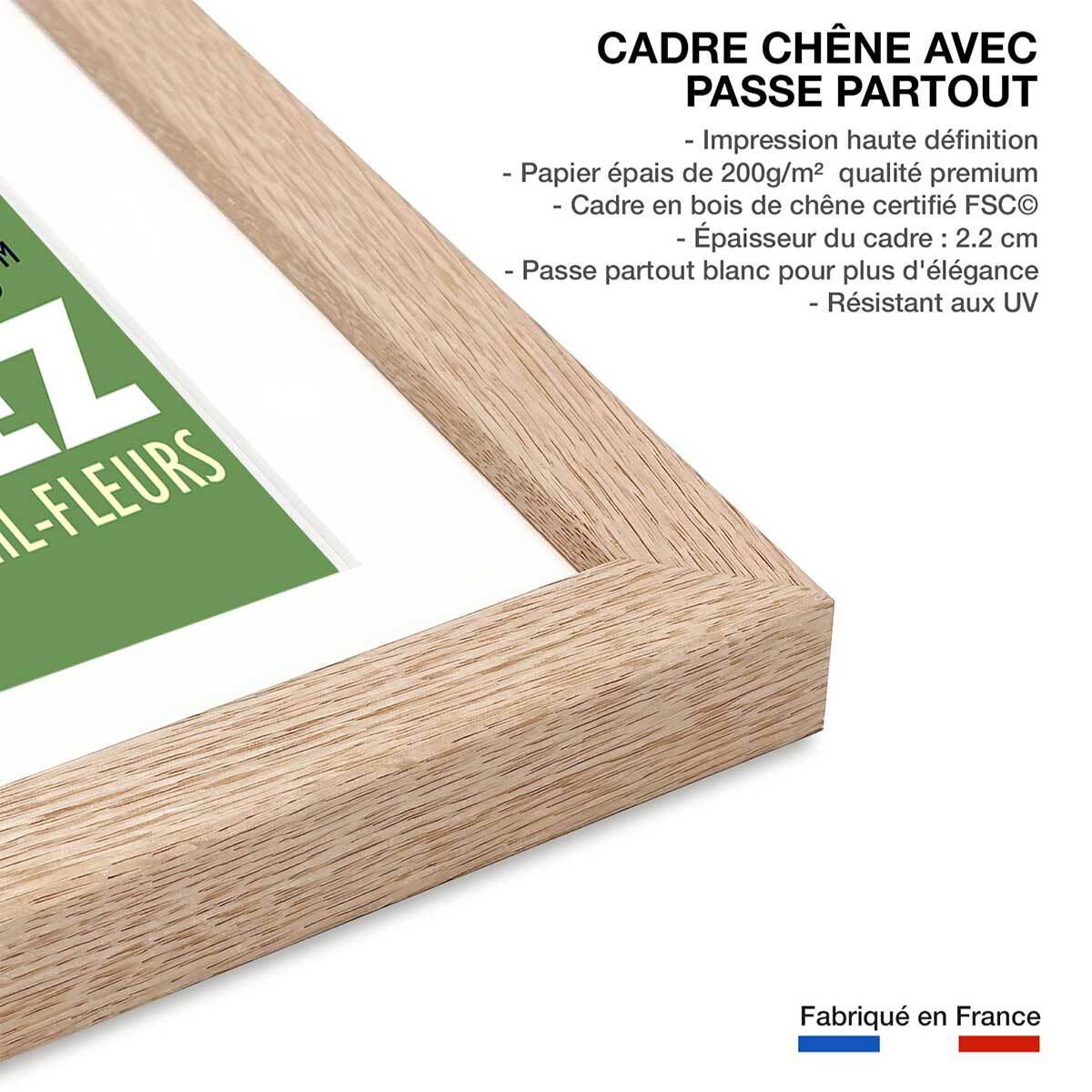 Poster de la montée de l'alpe d'huez Affiche + cadre en bois - Chêne