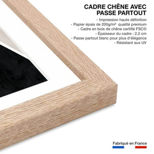 Affiche enfant panda  Affiche + cadre en bois - Chêne