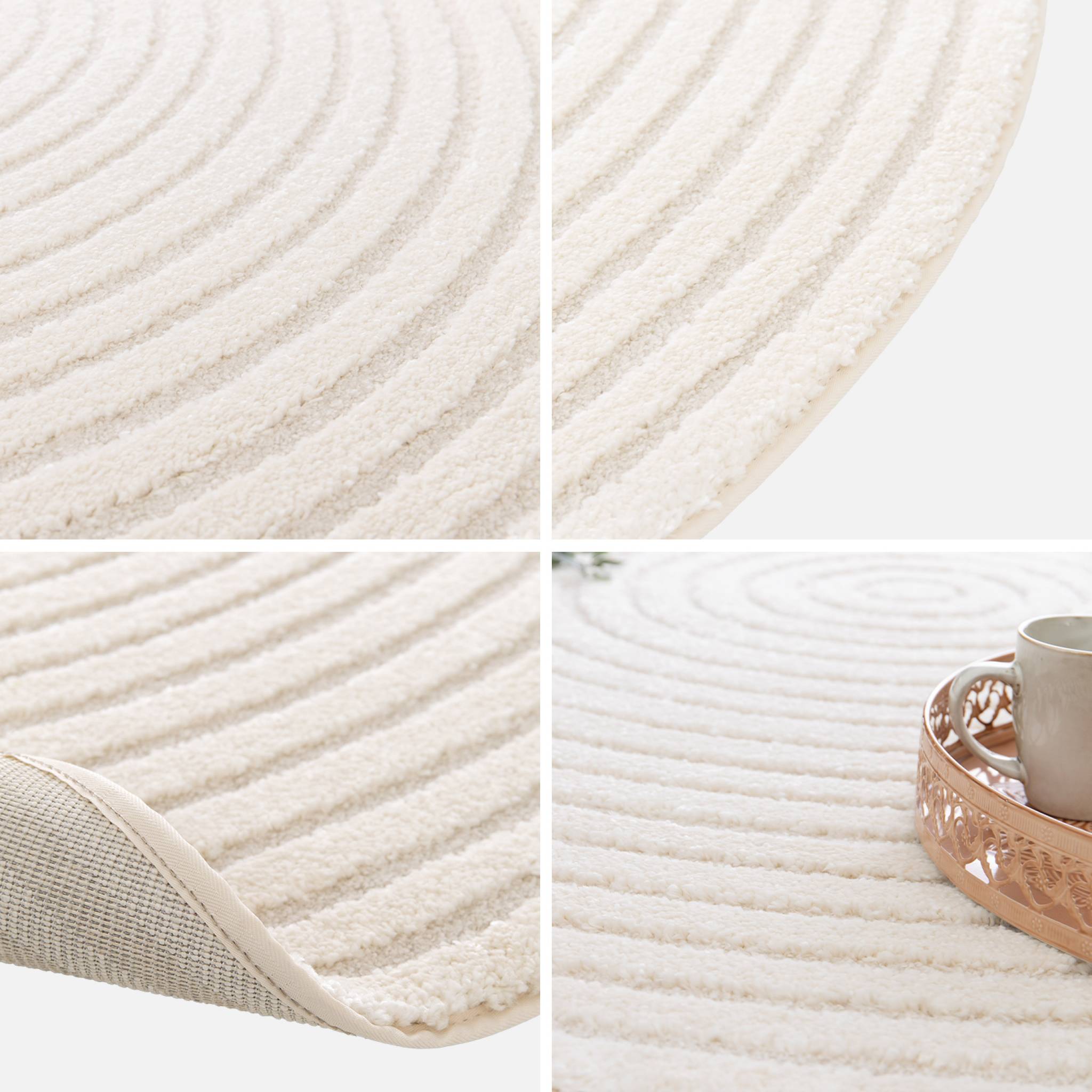 Tapis rond intérieur motifs cercles en relief créme BLAIR