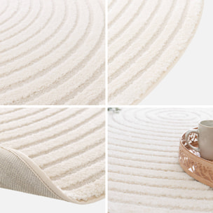 Tapis rond intérieur motifs cercles en relief créme BLAIR