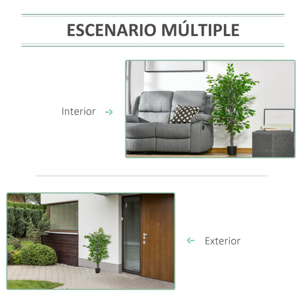 Planta Ficus Artificial 135 cm en Maceta con 756 Hojas Planta Sintética Realista para Interior y Exterior Planta Artificial Decorativa para Hogar Salón Oficina Verde