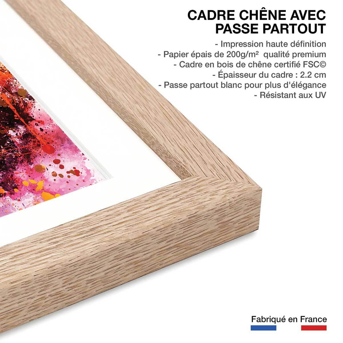 Poster the new yorker flash vision Affiche + cadre en bois - Chêne