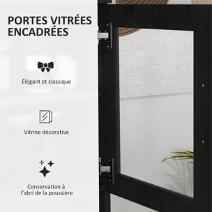 Armoire de cuisine contemporaine multi-rangement 4 portes grand tiroir noir