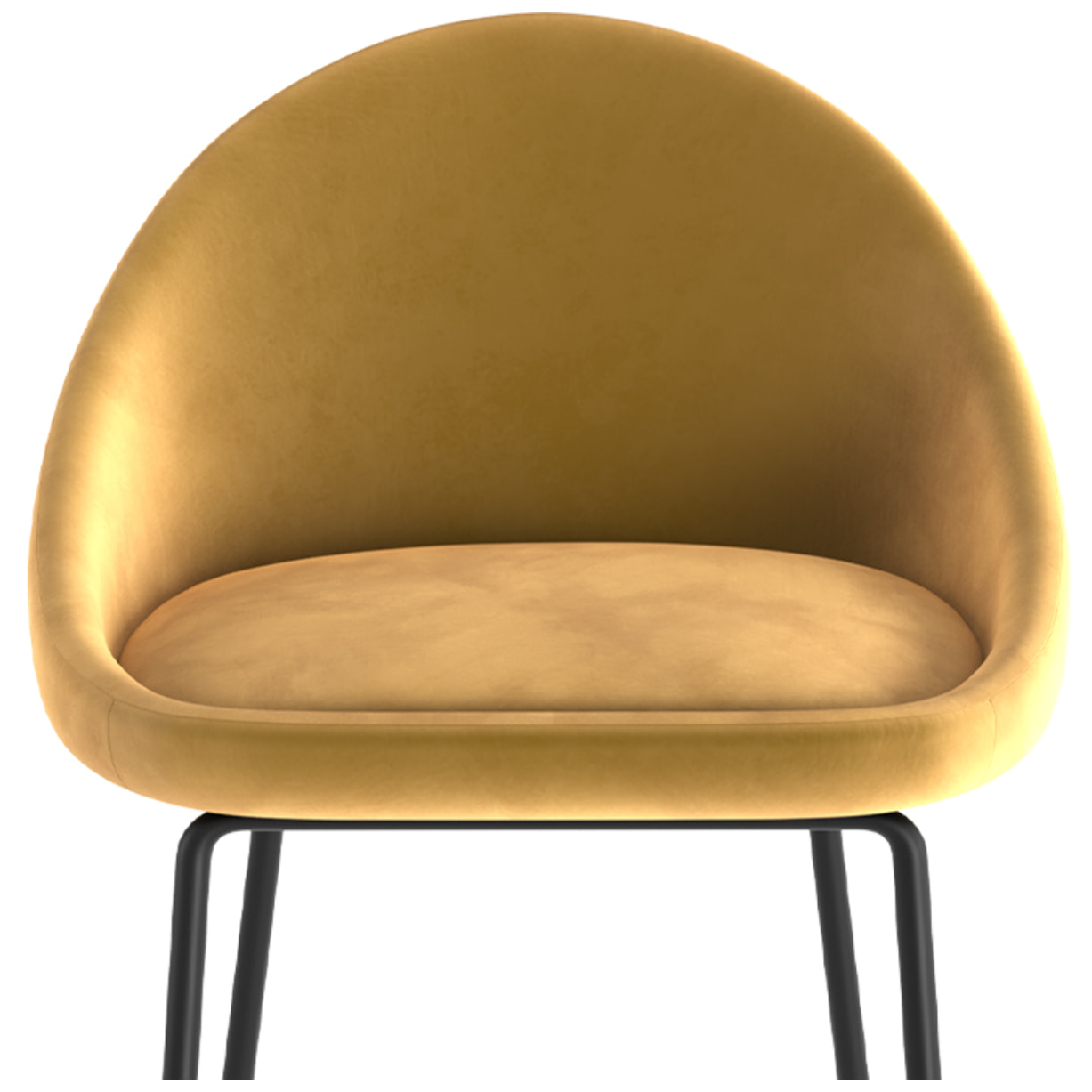 Lot de 2 chaises pour îlot central 65 cm en velours jaune - Misty