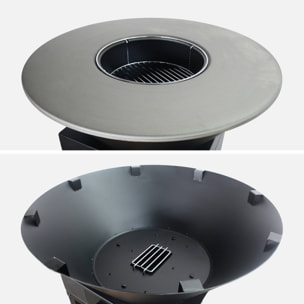 Brasero barbecue Ø81,5cm avec grille de cuisson, espace de rangement, couvercle et ustensiles MOMBACHO