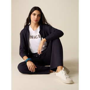 Oltre - Joggers de punto lurex - Azul