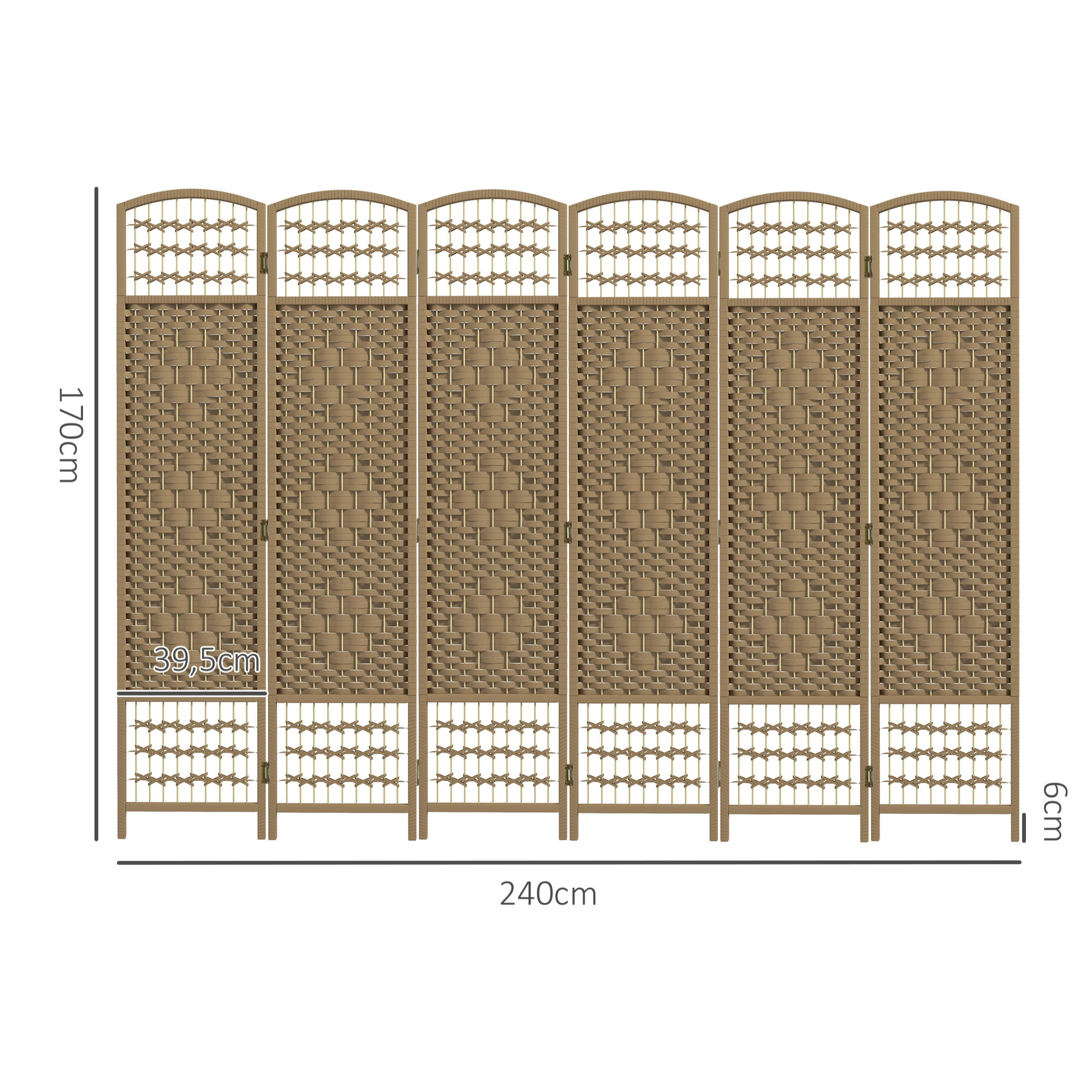 Homcom - Biombo Separador de Ambientes de 6 Paneles 240x170 cm Divisor ...