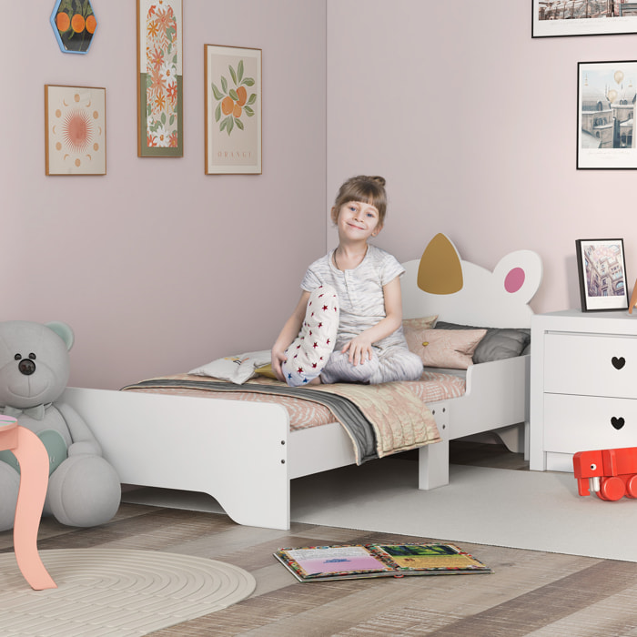 Cama para Niños de 3-6 Años 143x74x67 cm Cama Infantil de Madera en Forma de Unicornio Mueble de Dormitorio Moderno Carga 80 kg Blanco