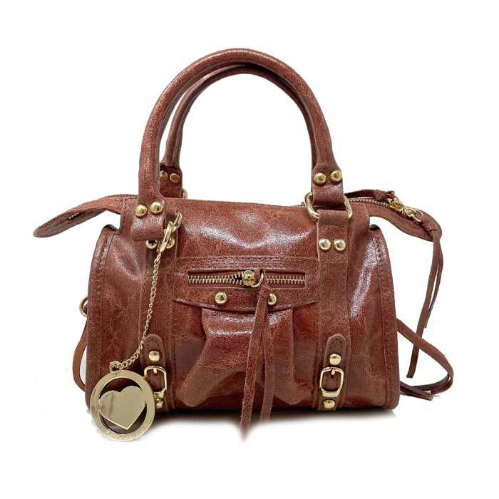 Chicca Borse - Borsa a Mano Donna in Vera Pelle - Colore Cuoio