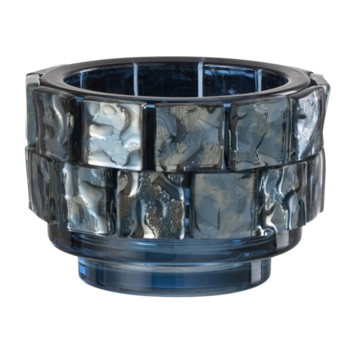 J-Line bougeoir Carré Mosaïque - verre - bleu foncé - small