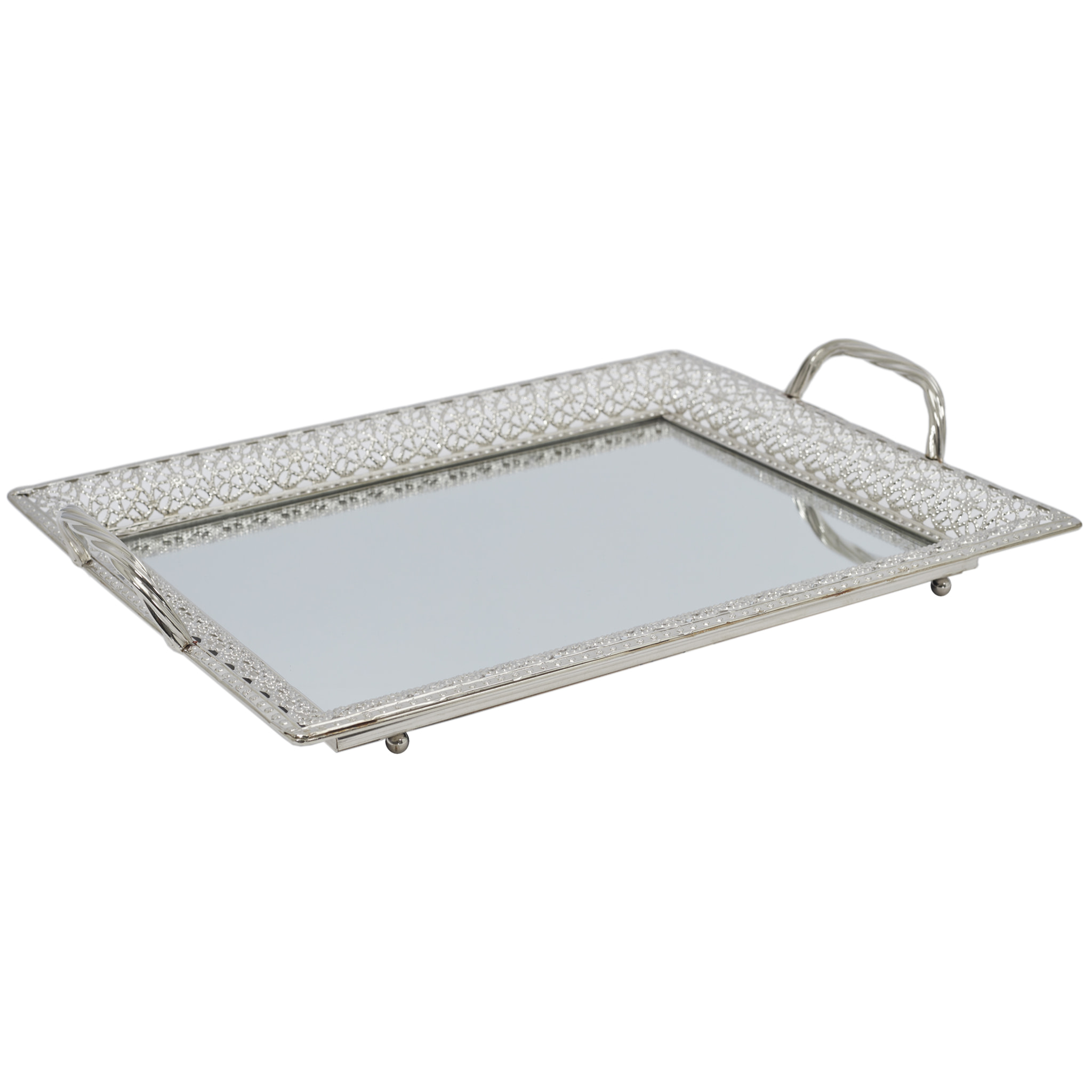 Plateau De Service Avec Miroir Et Poignees A1/m6