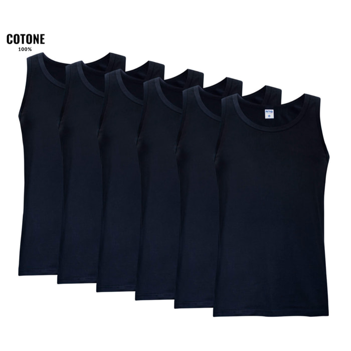 6 Canotte Uomo 100% Cotone NOTTINGHAM Art. VL700