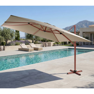 Parasol déporté 3.5x2.6m - terracotta et lin - DIAMANT