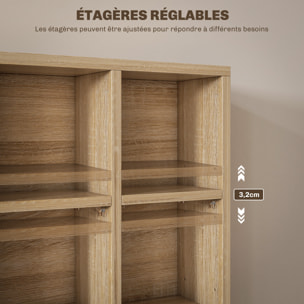 Étagère rangement CD/DVD meuble de rangement pour 480 CDs 24 compartiments réglables en hauteur 89 x 20 x 130 cm naturel