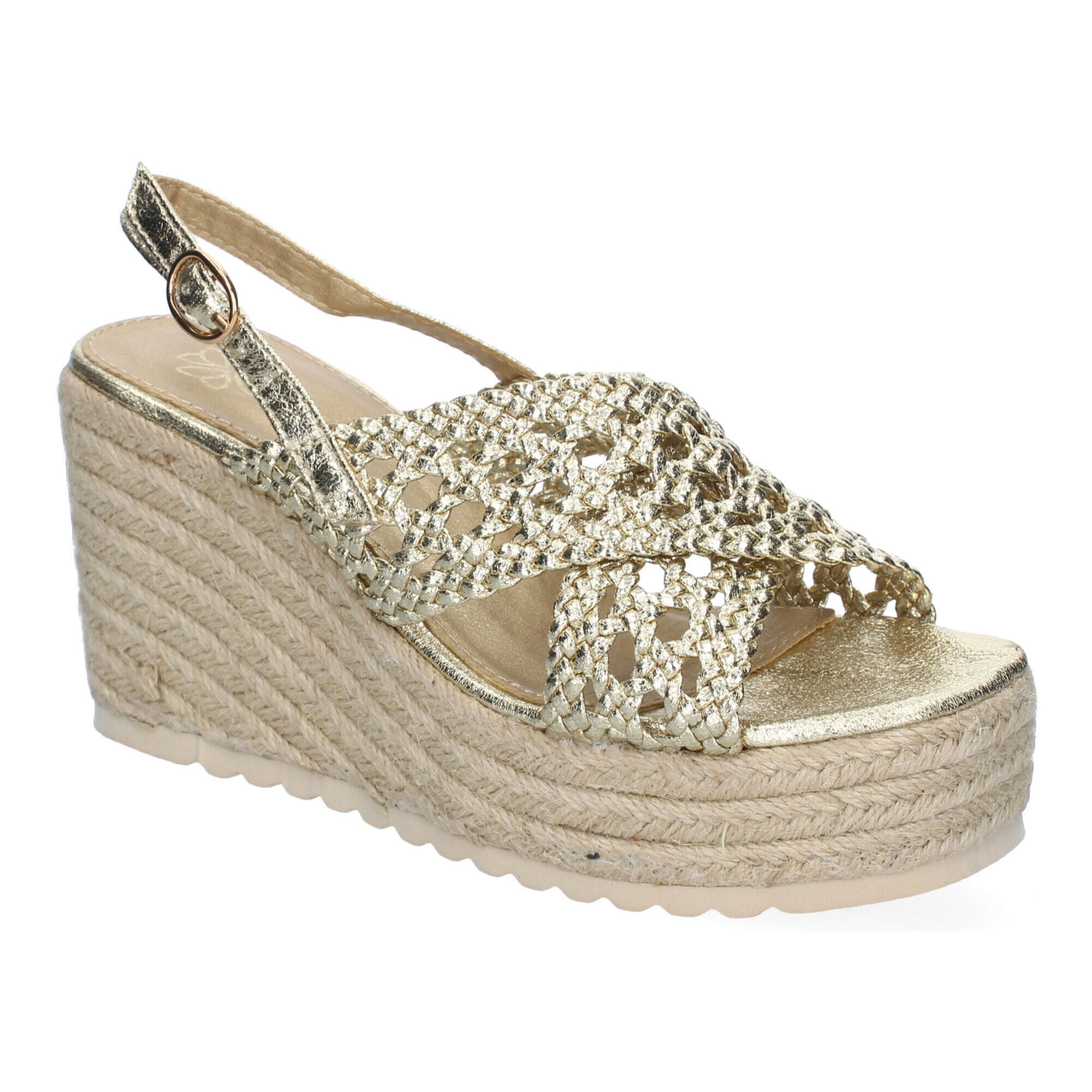 Sandalia de Cuña de Yute para Mujer, Comodas y Elegantes, Diseño Trenzado en la Pala