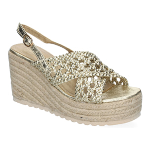 Sandalia de Cuña de Yute para Mujer, Comodas y Elegantes, Diseño Trenzado en la Pala