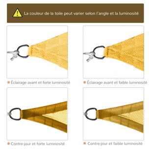 Voile d'ombrage toile solaire rectangulaire 6L x 4l m HDPE jaune