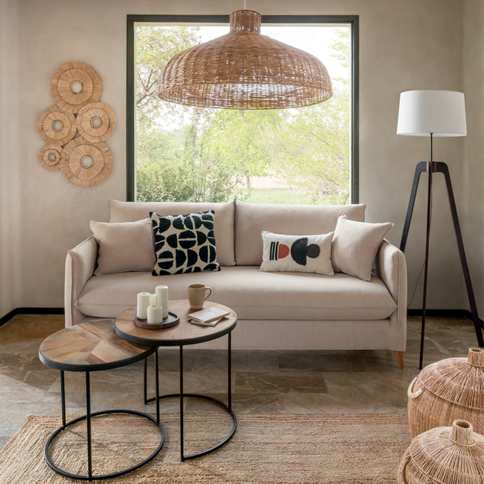 Tables gigognes "Basile" - métal & manguier - noir & bois