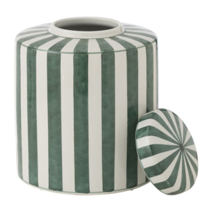 J-Line urne Listra lignes - porcelaine - vert/blanc