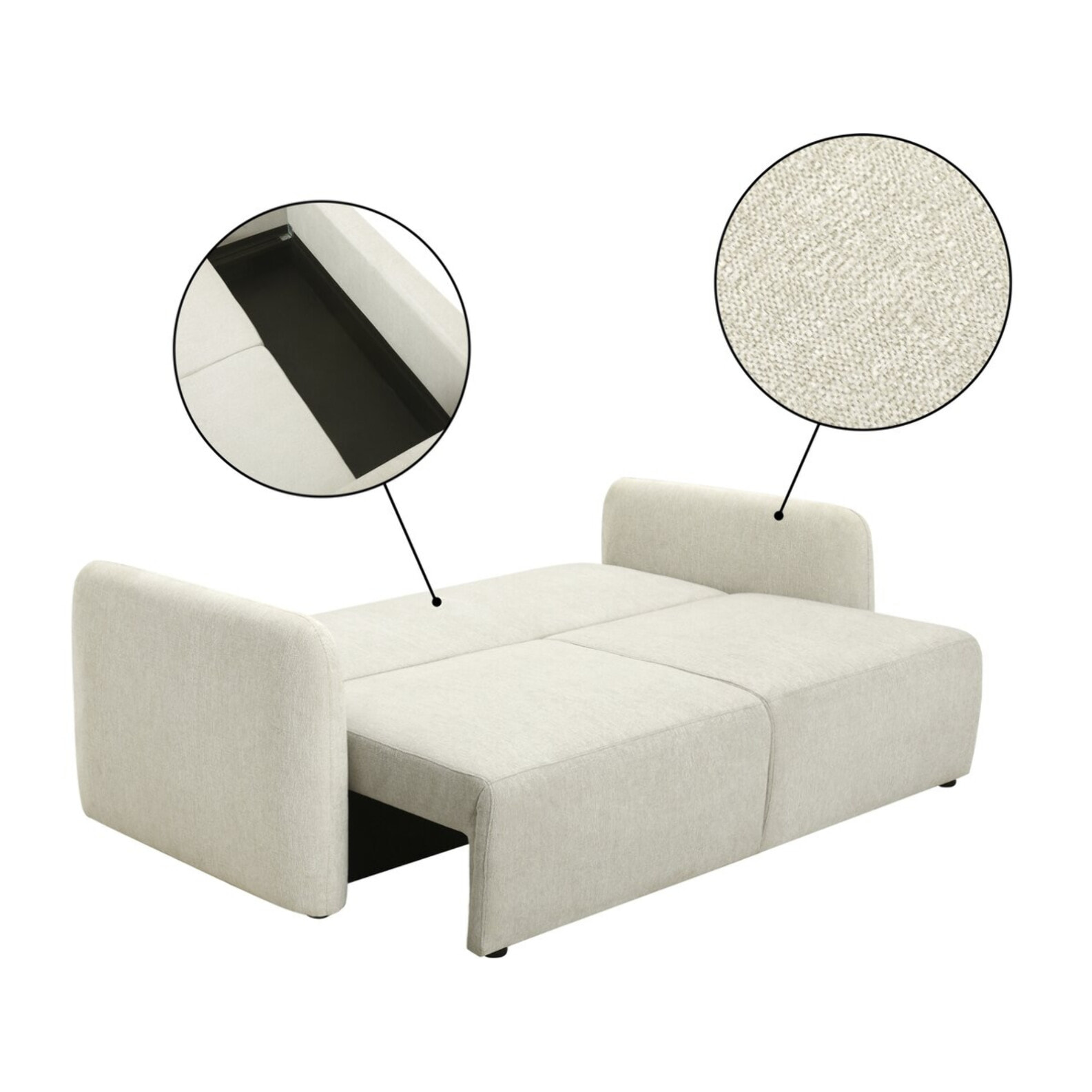 Canapé droit convertible en tissu "Concorde" 3 places - Beige
