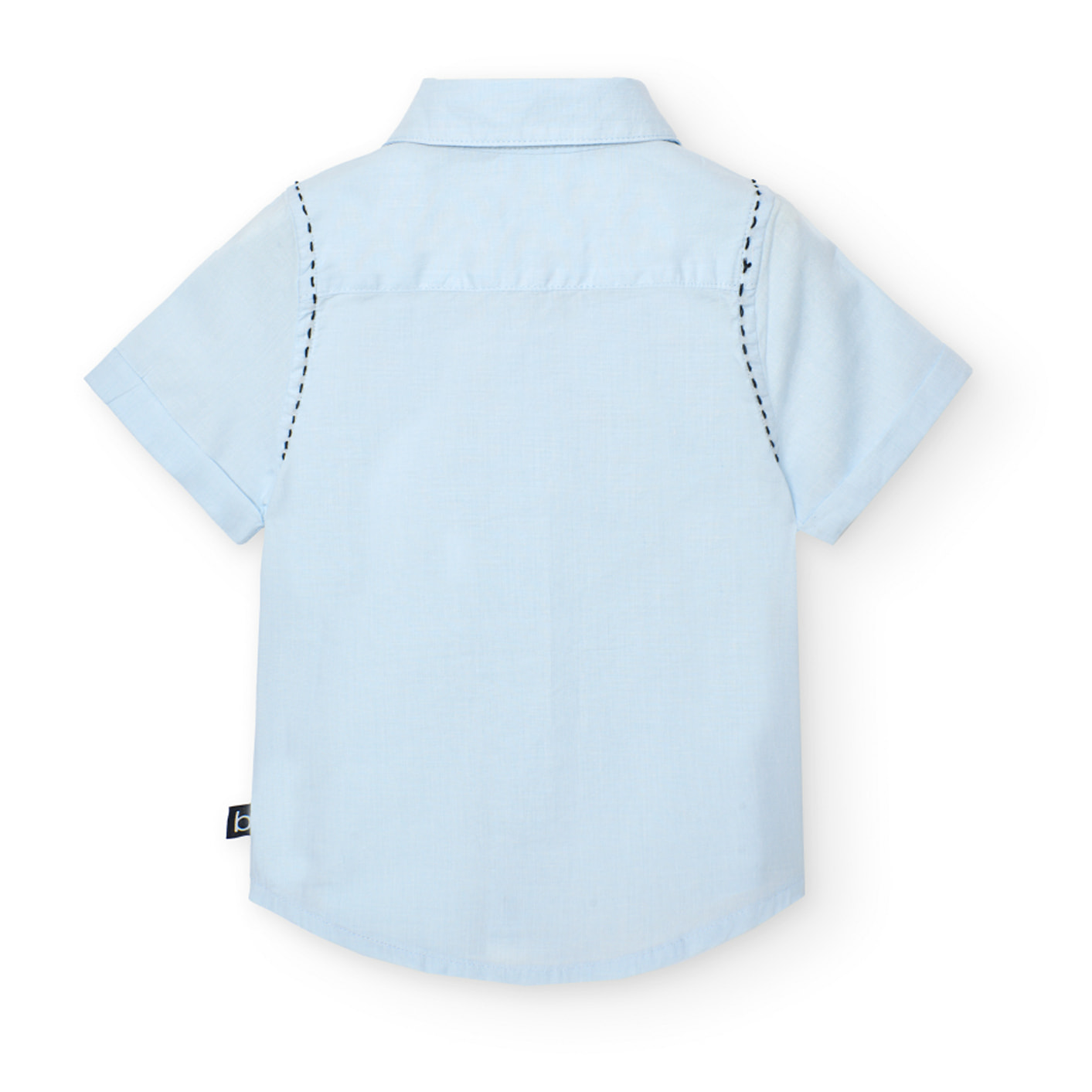 Camisa fil a fil para niño en algodón con cuello camisero