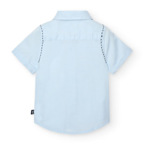 Camisa fil a fil para niño en algodón con cuello camisero