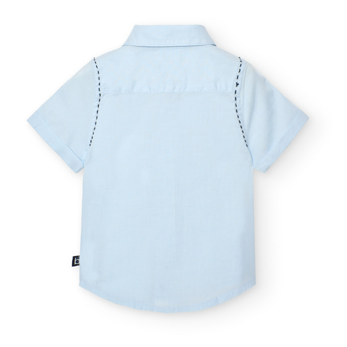 Camisa fil a fil para niño en algodón con cuello camisero