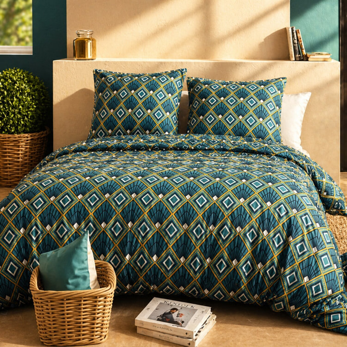 Parure housse de couette imprimé 100% coton - triska