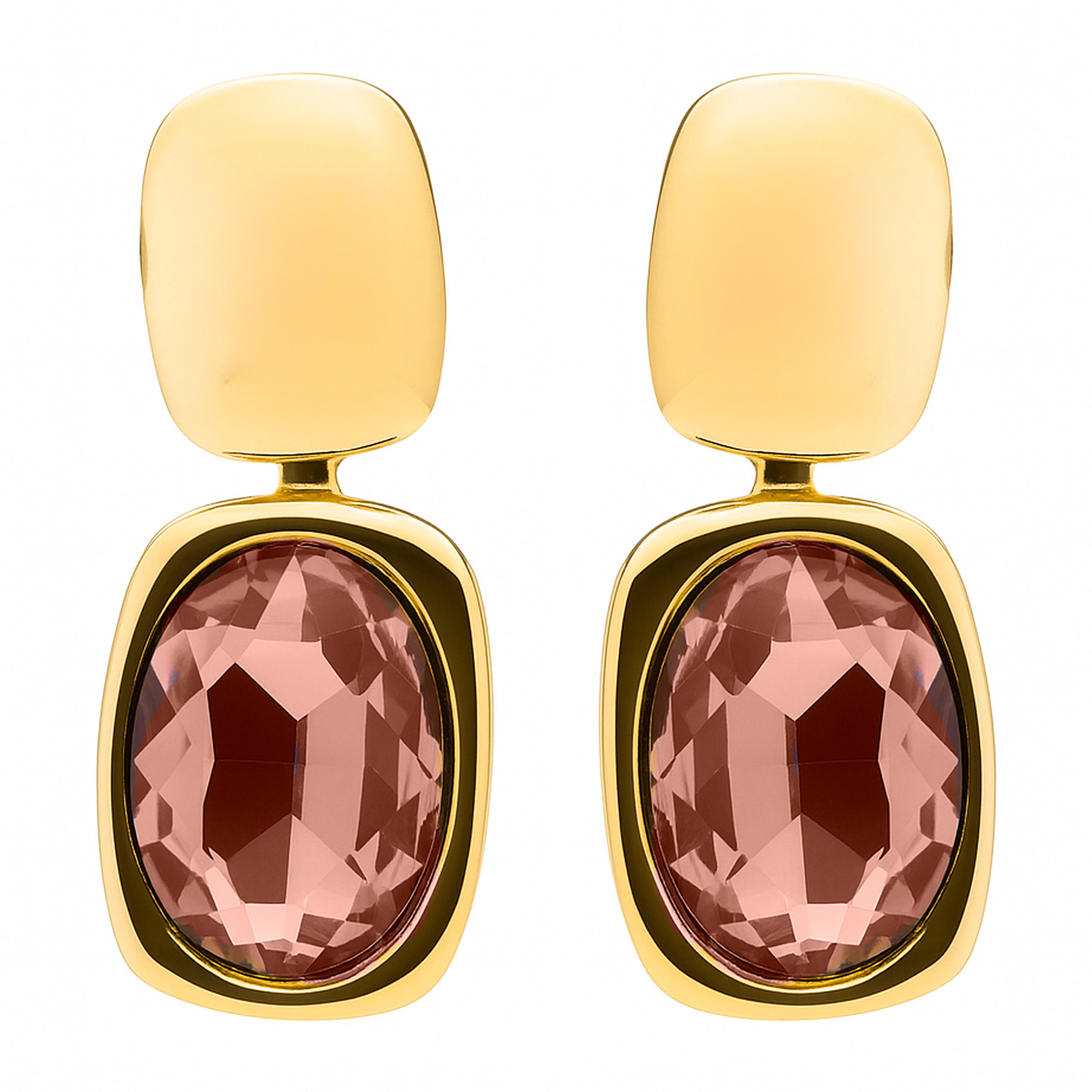 Pendientes de Circonita Marrón acabado en oro amarillo 18k