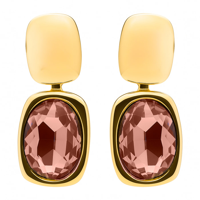 Pendientes de Circonita Marrón acabado en oro amarillo 18k