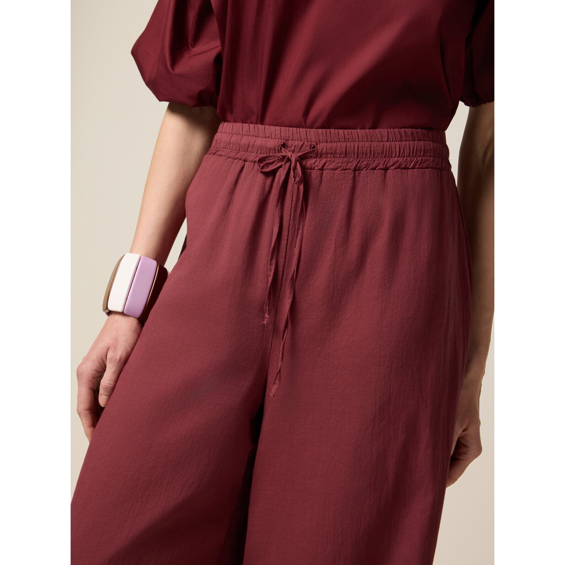 Oltre - Pantalones palazzo de muselina de algodón - Burgundy