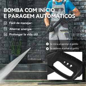 Hidrolimpiadora de Alta Presión 2200W, Presión 170 Bar, Caudal 420 L/h, con Bomba de Aluminio, Parada Automá¡tica, Manguera de 6 m, Incluye Botella de Espuma y Boquilla Ajustable Verde y Negro