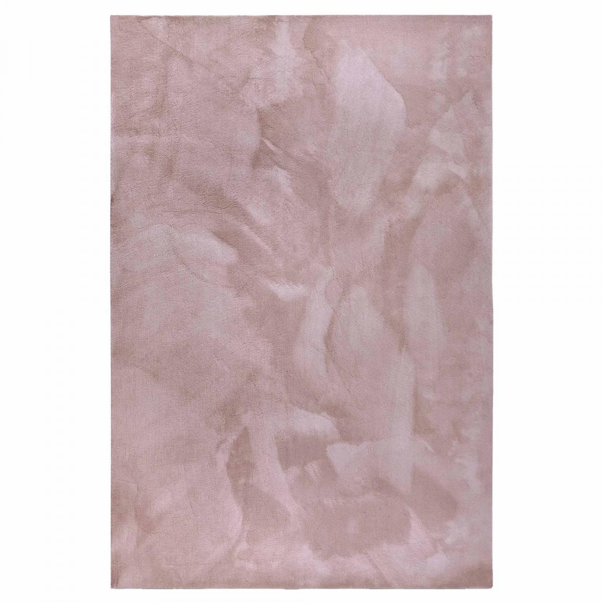 Tapis salon faux uni poils ras, tissé polyester confortable, anano