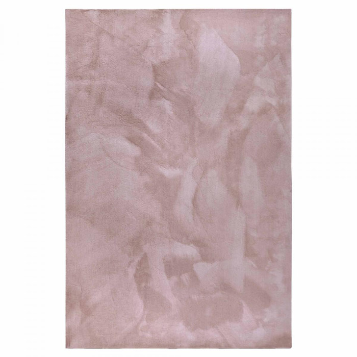 Tapis salon faux uni poils ras, tissé polyester confortable, anano